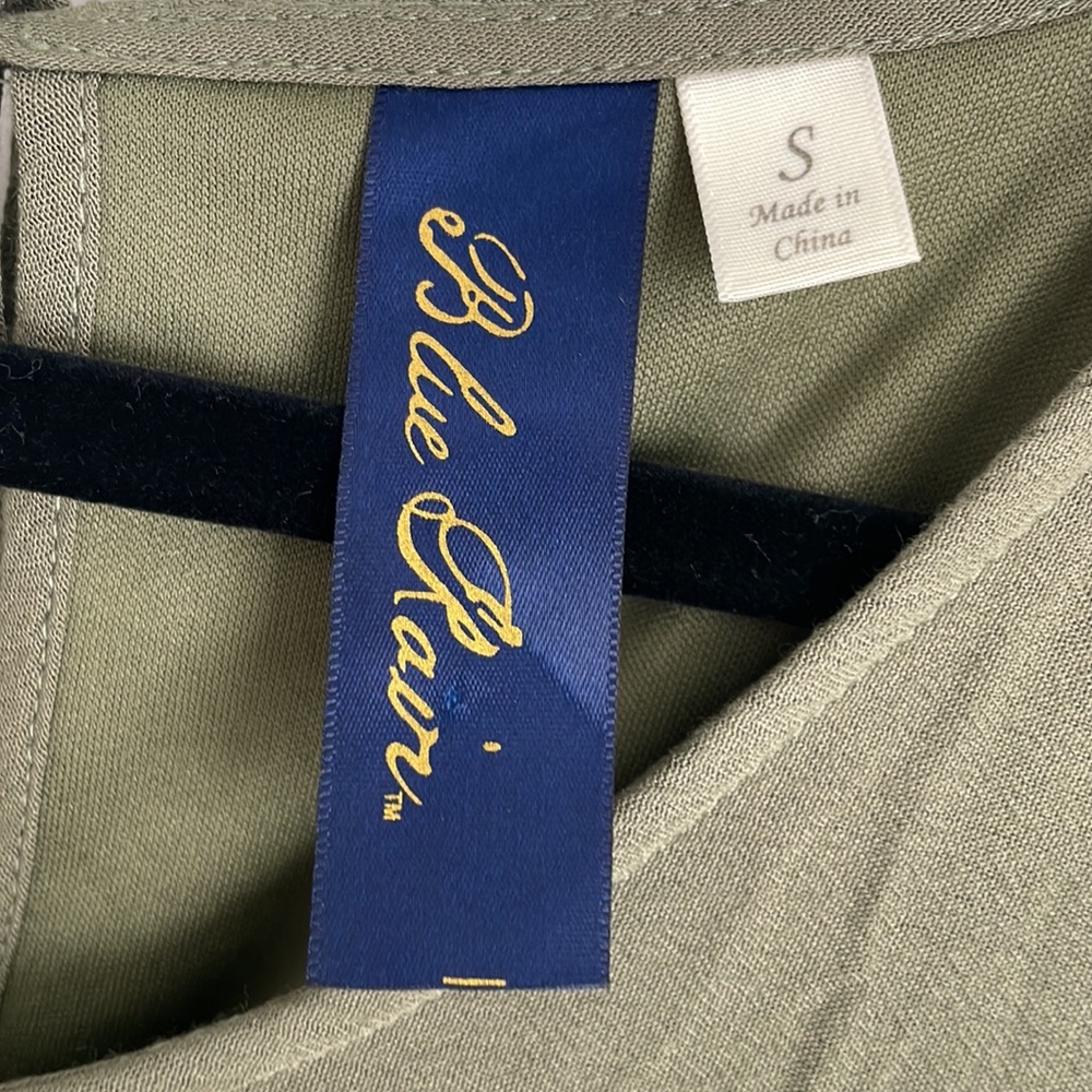 Blue Rain Olive Green Embroiderer Floral Midi Length Dress, Size Small - Picture 5 of 6